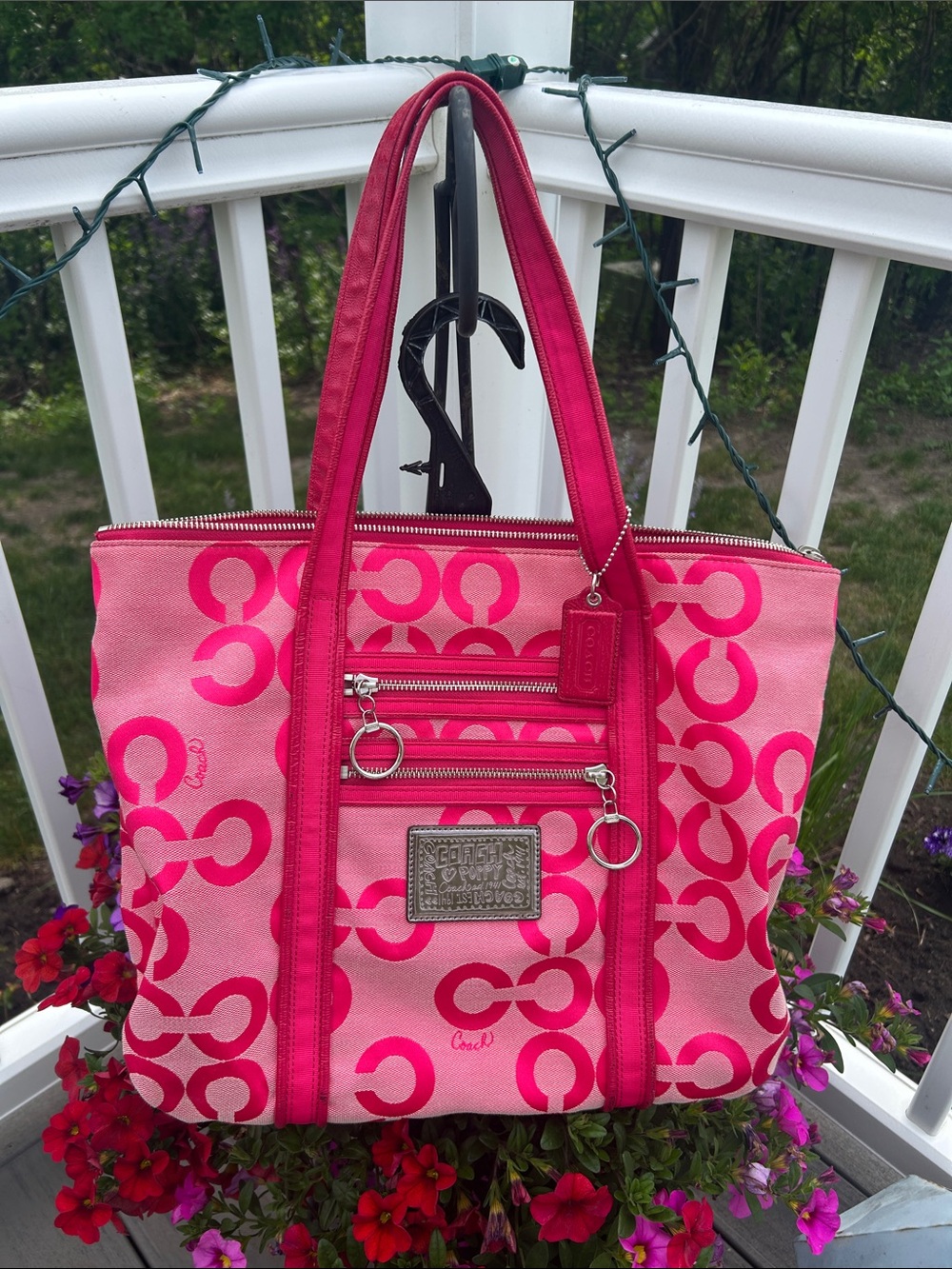 Coach Poppy Art Tote Hot Pink